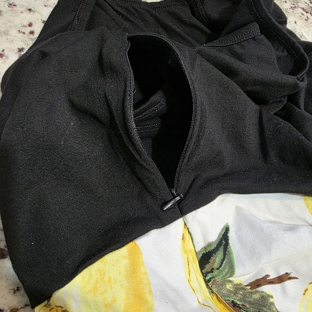 Summer Casual Scoop Neck Lemon A Line Swing Casual Party Dress w/Pockets. XL